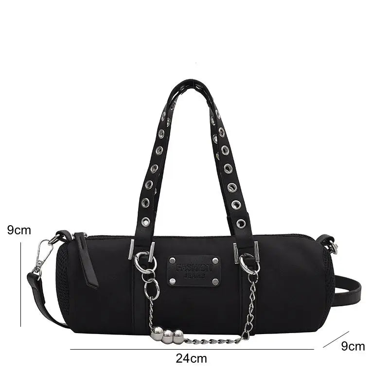 Girl Small Purses Handbags Chain Cylinder Side Bag Pillow Pattern Shoulder Bag