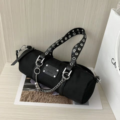 Girl Small Purses Handbags Chain Cylinder Side Bag Pillow Pattern Shoulder Bag