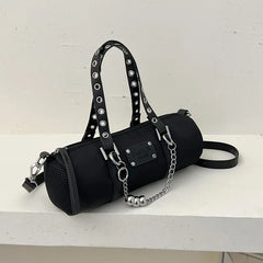 Girl Small Purses Handbags Chain Cylinder Side Bag Pillow Pattern Shoulder Bag