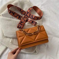Sweet Shoulder Bag Leather Handbags with Acrylic Chain