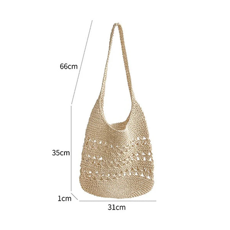 Hollow Out Tote Bag Women Woven Shoulder Bag Beach Bag
