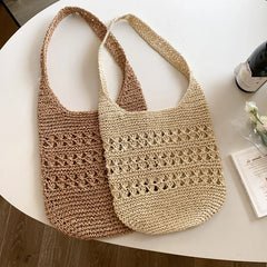 Hollow Out Tote Bag Women Woven Shoulder Bag Beach Bag