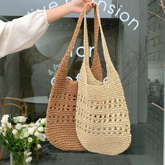 Hollow Out Tote Bag Women Woven Shoulder Bag Beach Bag