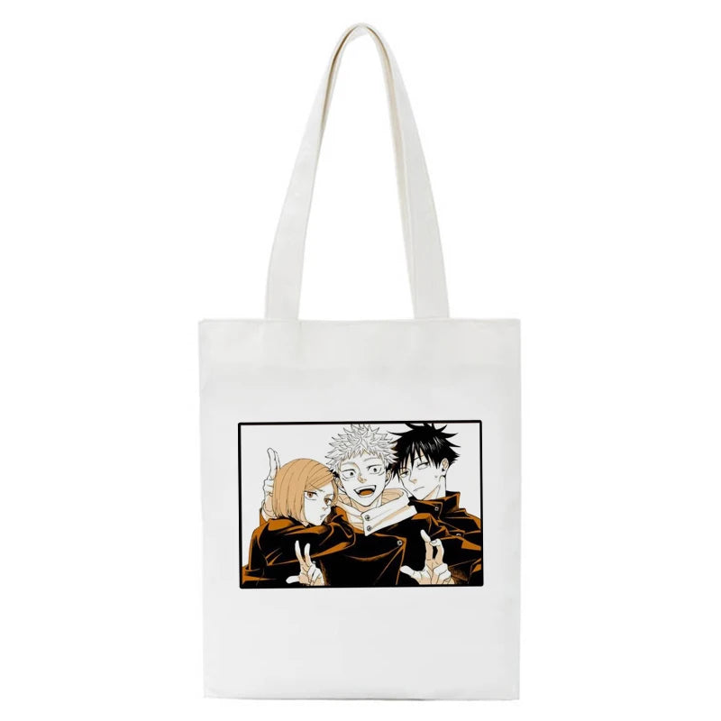 Jujutsu Kaisen Tote Bag Harajuku Unisex Handbag Canvas Shopper Shoulder Bags