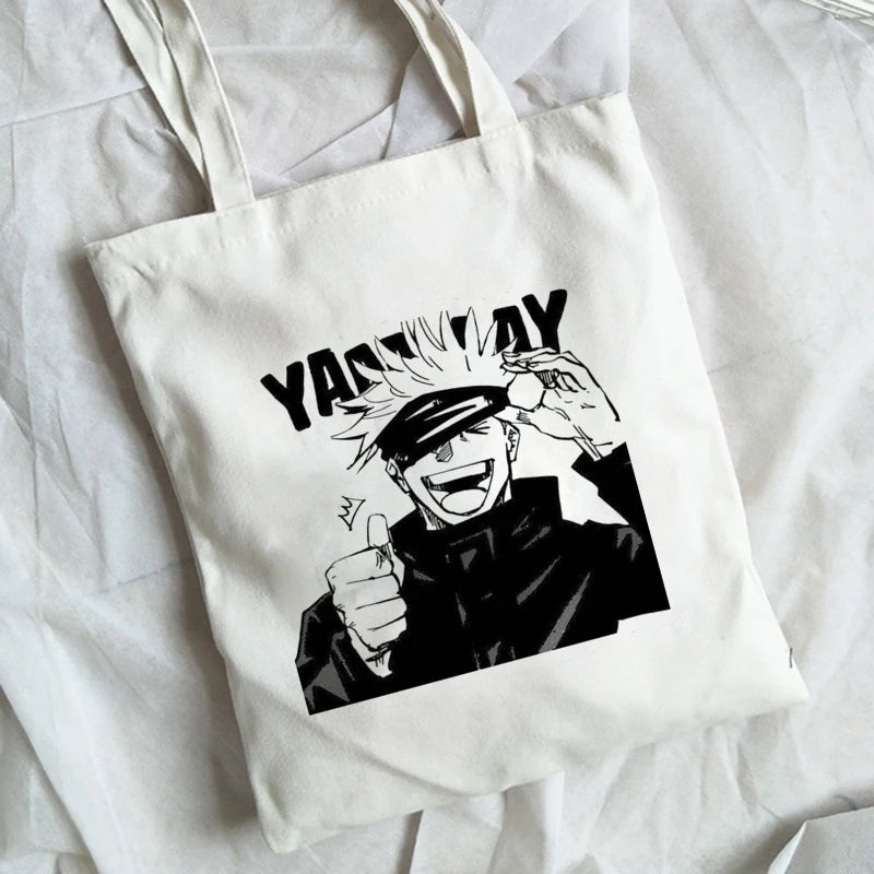 Jujutsu Kaisen Tote Bag Harajuku Unisex Handbag Canvas Shopper Shoulder Bags