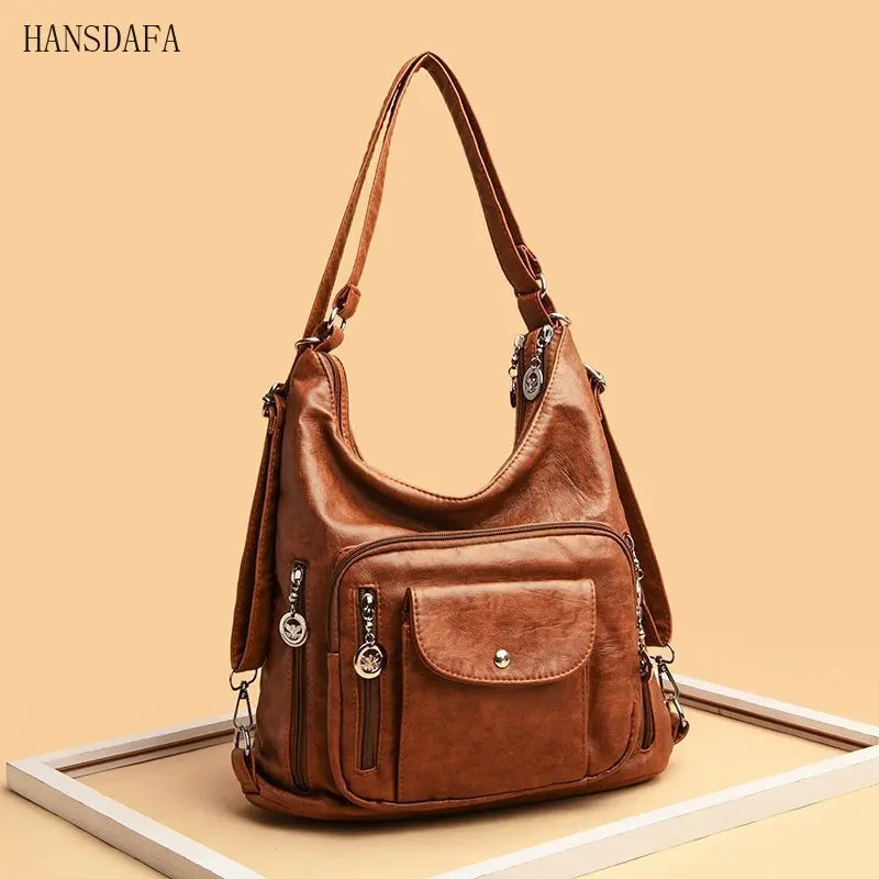 Hot Soft Leather Multifunction Women Bags Female Large Capacity Shoulder Bag