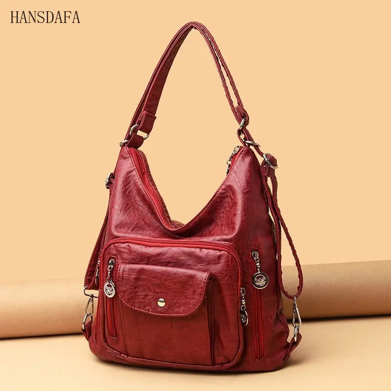 Hot Soft Leather Multifunction Women Bags Female Large Capacity Shoulder Bag
