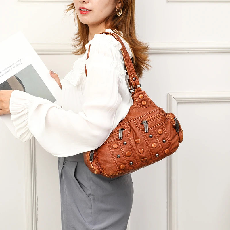 Soft sheepskin Women Messenger Bag Vintage Female Shoulder Bag