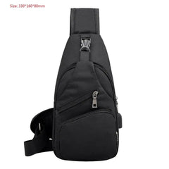 Men's Sling Chest Pack Crossbody Bag USB Charging Messenger Canvas Shoulder