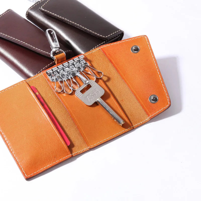 Men Leather Key Wallets Zipper Key Wallet Multifuctional Key Case