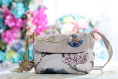 National Appliques Small Women Cover bags! Floral Embossing Lady Shoulder bags