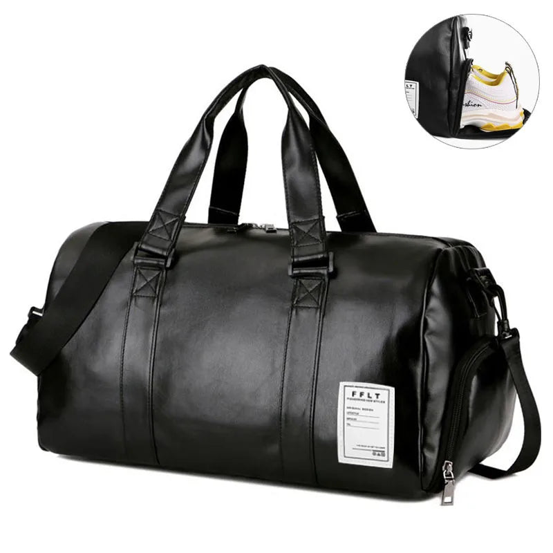PU Leather Luggage Bag With Shoes Pocket