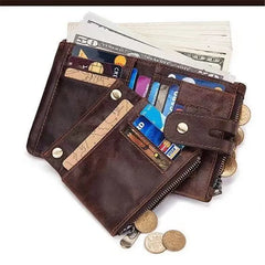 RFID Anti-Theft Swiping Wallet Oil Wax Cowhide Men's Leather Wallet