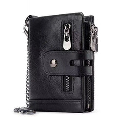 RFID Anti-Theft Swiping Wallet Oil Wax Cowhide Men's Leather Wallet