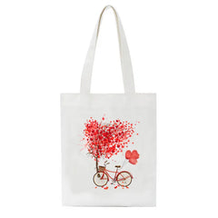 Red Tree Heart Canvas Women Shopping Bags Flower Girl Shoulder Cloth Bags