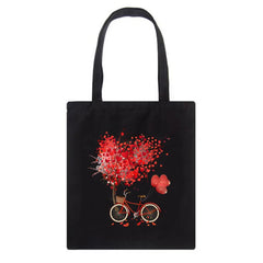 Red Tree Heart Canvas Women Shopping Bags Flower Girl Shoulder Cloth Bags