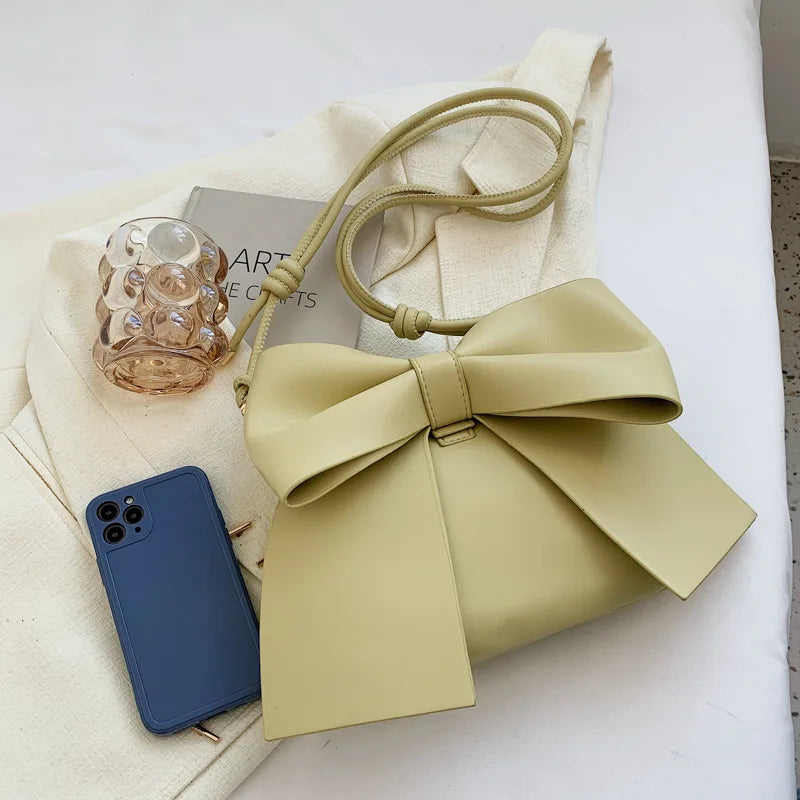 Women's Shoulder Bag Bow Crossbody Bags Leather Handbags Purse
