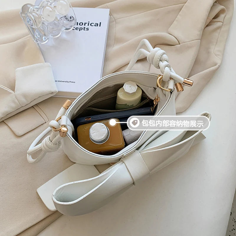 Women's Shoulder Bag Bow Crossbody Bags Leather Handbags Purse