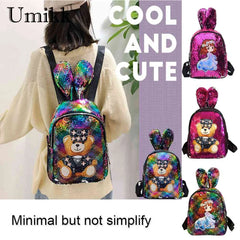 Sequin Rabbit Ear Schoolbag for Hiking and Travel