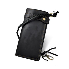 Hot Crazy Horse Leather Chain Wallet Purse Clutch For Men
