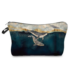 Sea Whale Print Cosmetic Bag Pretty Makeup Pencil Case Portable Storage Lady