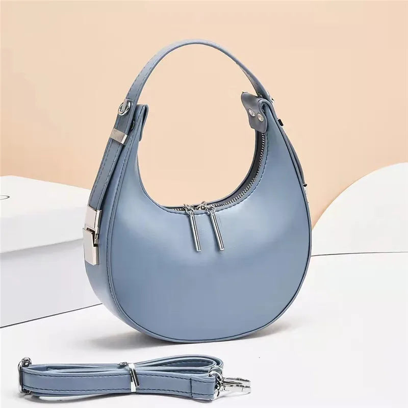 Round Bag Women's Portable Crescent Bag Ladies One-shoulder Armpit Bag