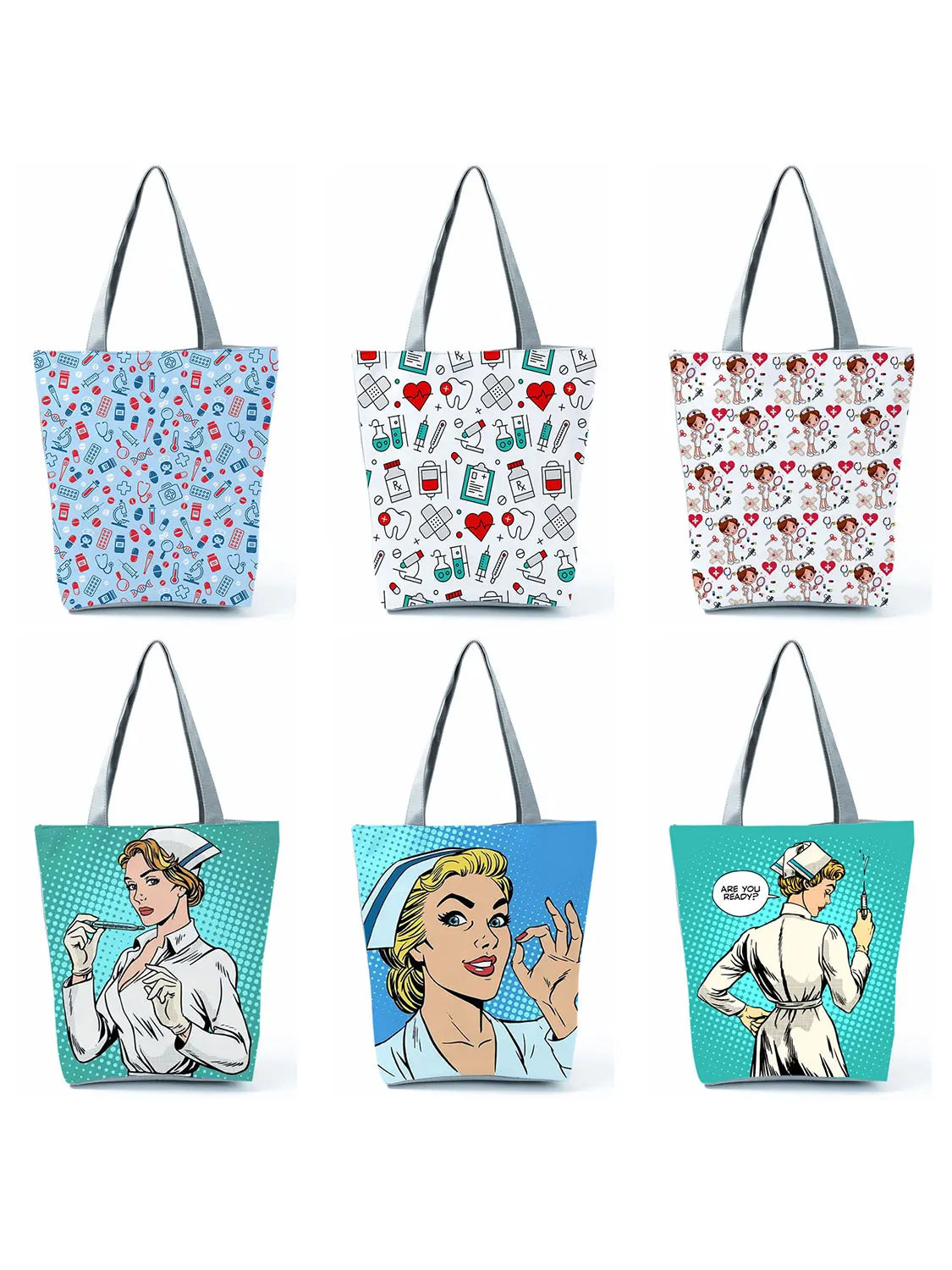 Printed Nurse Handbag Travel Beach Bags for Women Large Capacity Shoulder Bag