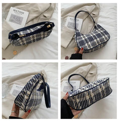 Plaid Crescent Underarm Handbag