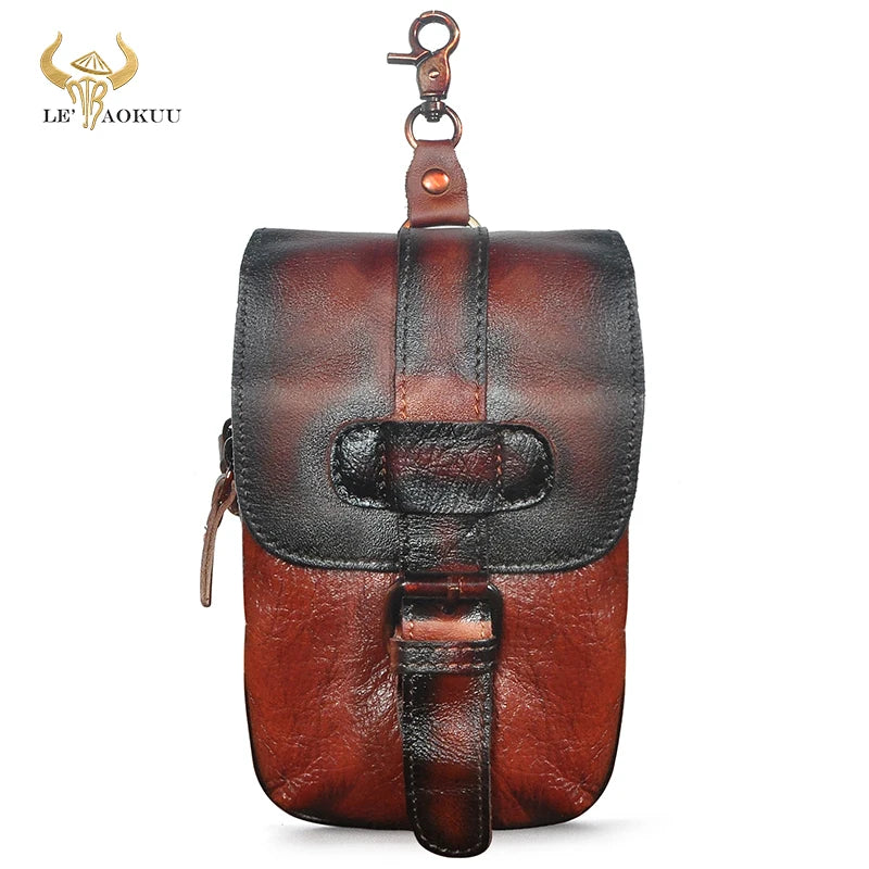 Genuine Leather Travel Waist Belt Pack Bag for Men