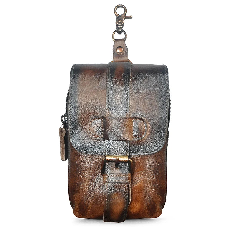 Genuine Leather Travel Waist Belt Pack Bag for Men