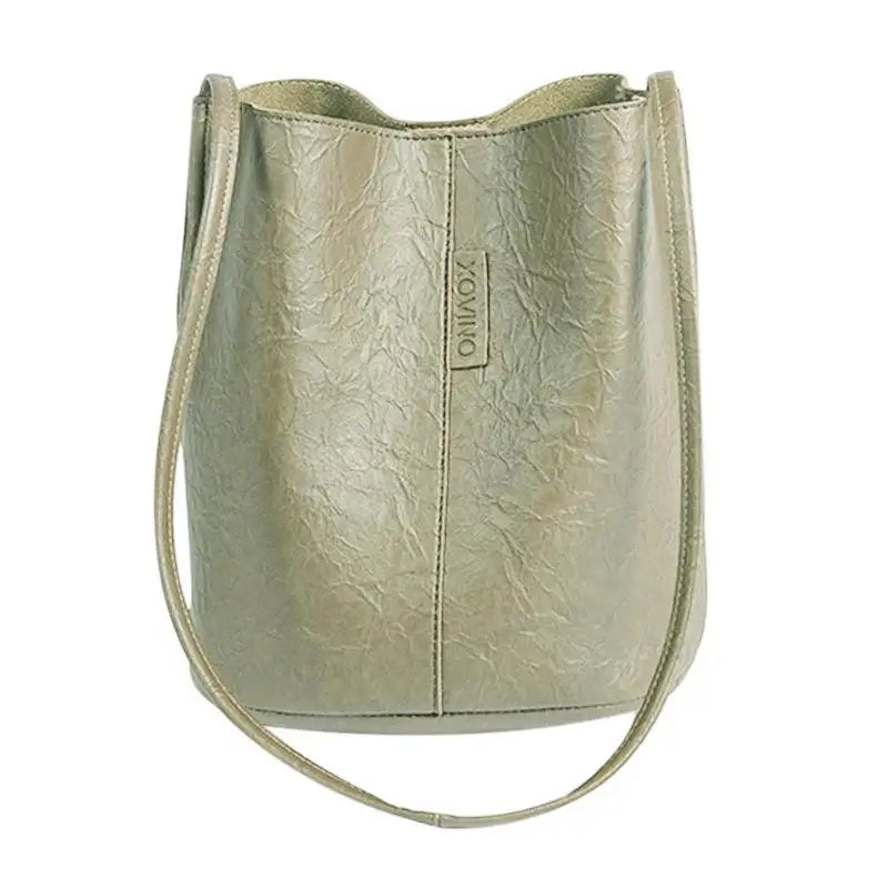 Women's PU Leather Bucket Crossbody Bag for Hiking