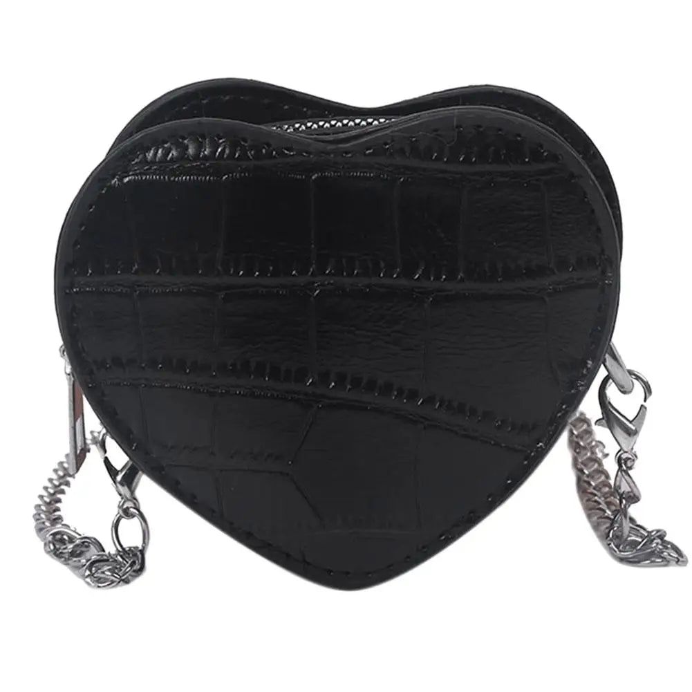 Women PU Leather Chain Crossbody Bag Heart Shoulder Messenger Handbag