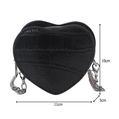 Women PU Leather Chain Crossbody Bag Heart Shoulder Messenger Handbag