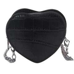 Women PU Leather Chain Crossbody Bag Heart Shoulder Messenger Handbag