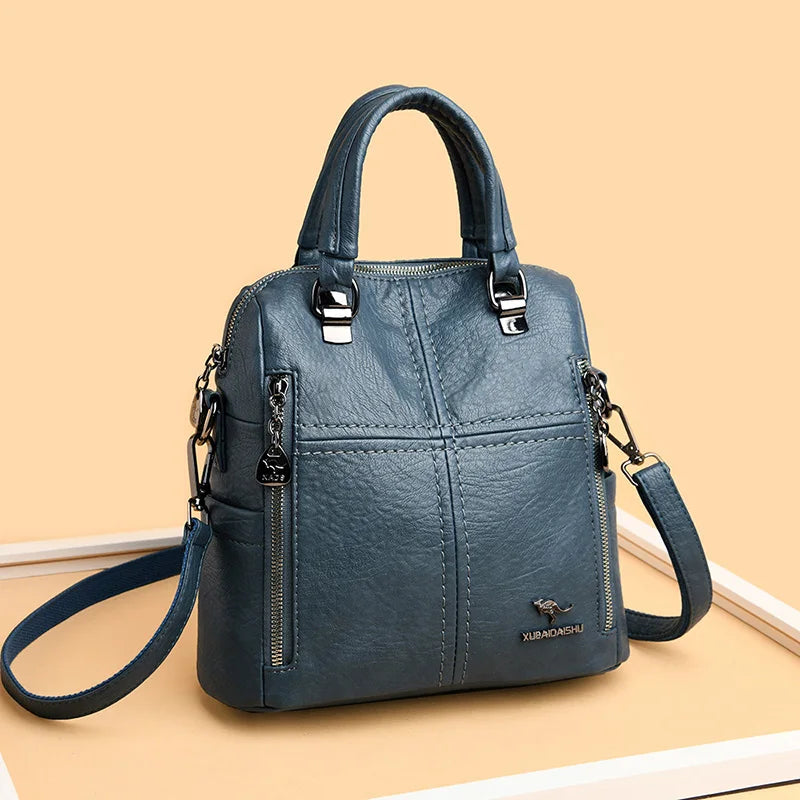 Leather Backpack Women Shoulder Bags Multifunction Travel Backpack School Bags