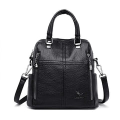High Leather Backpack Women Shoulder Bags Multifunction Travel Backpack
