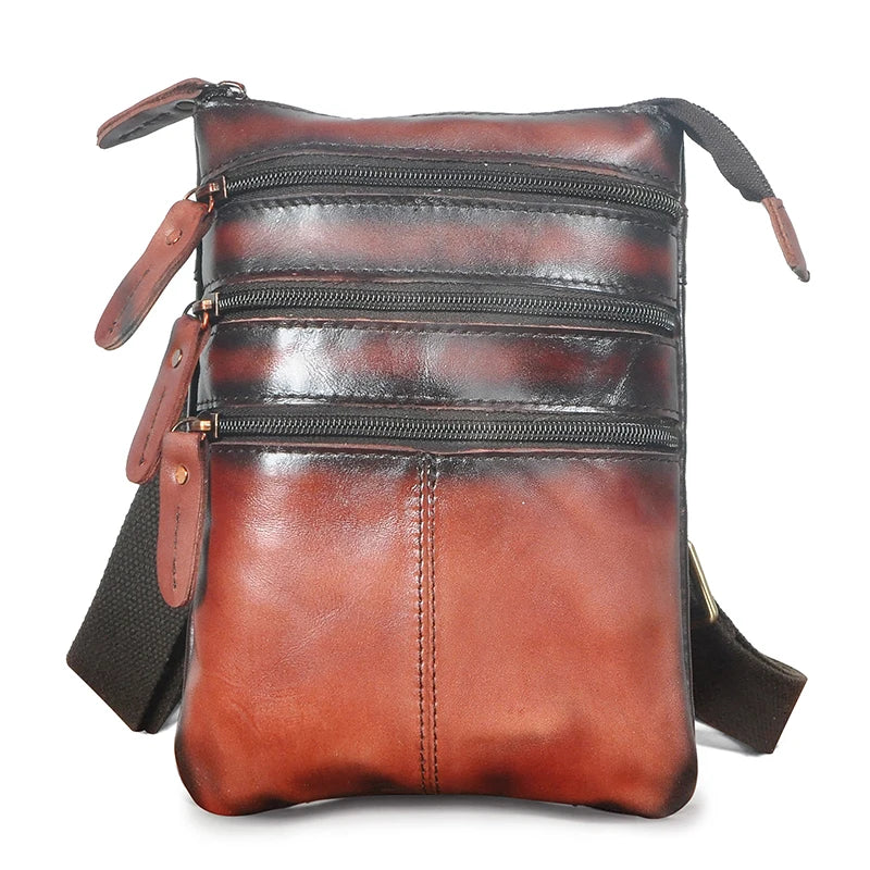 Retro Leather Waist Belt Bag Chest Pack Sling Bag Male 8712