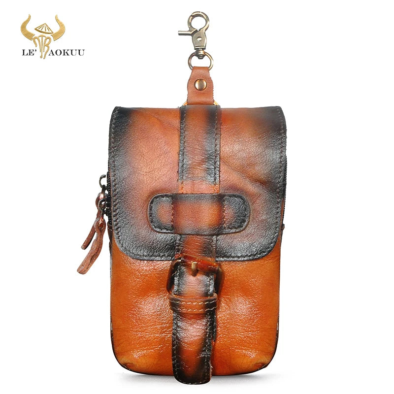 Soft Leather Travel Hook Fanny Waist Belt Pack Bag Phone Cigarette Pouch