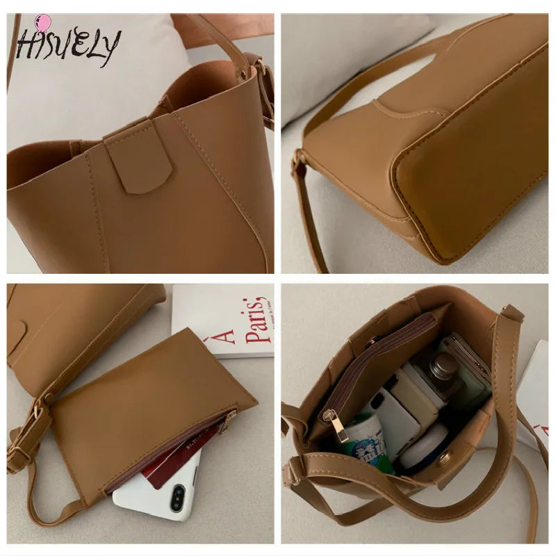 Retro Soft Women Crossbody Bags Vintage Shoulder Bags Casual Totes