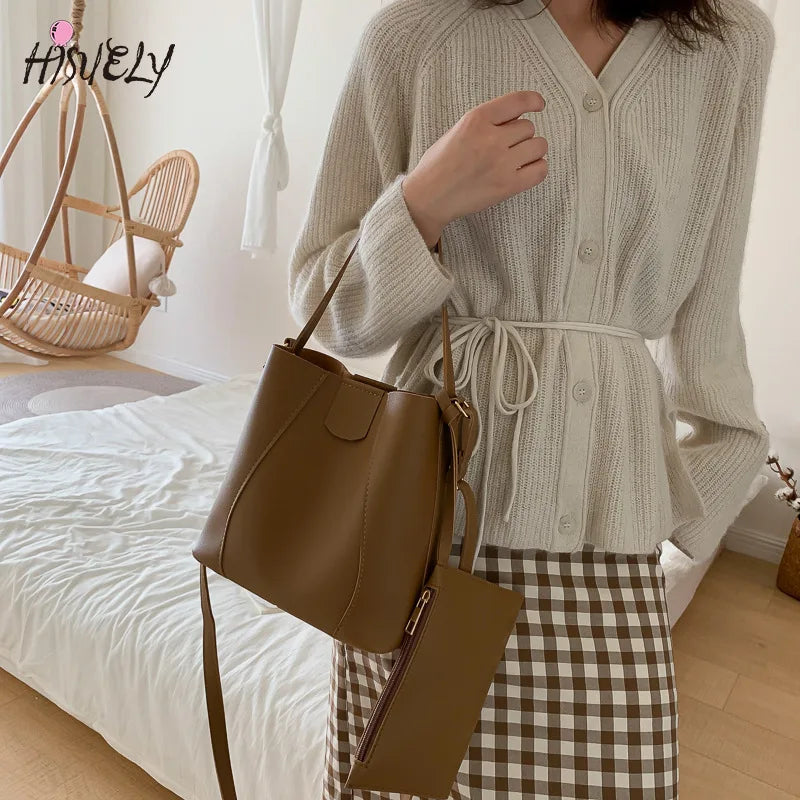 Retro Soft Women Crossbody Bags Vintage Shoulder Bags Casual Totes