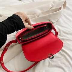 Hot Saddle Crossbody Bag Pu Leather Small Shoulder Handbag Vintage Solid Bag