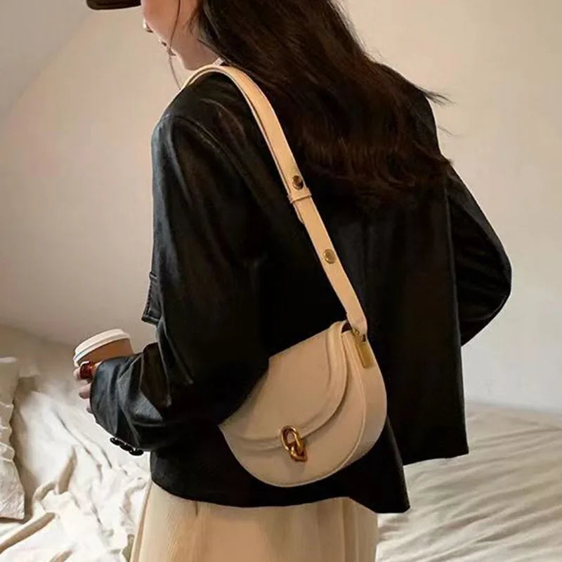 Hot Saddle Crossbody Bag Pu Leather Small Shoulder Handbag Vintage Solid Bag