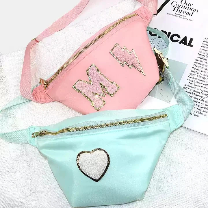 Personalized Glitter Chenille Patches Waist Bag