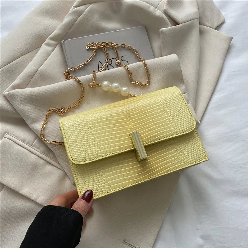 Sweet Square Solid Handbags PU Leather Crossbody Bags for Women