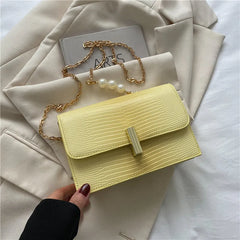 Sweet Square Solid Handbags PU Leather Crossbody Bags for Women