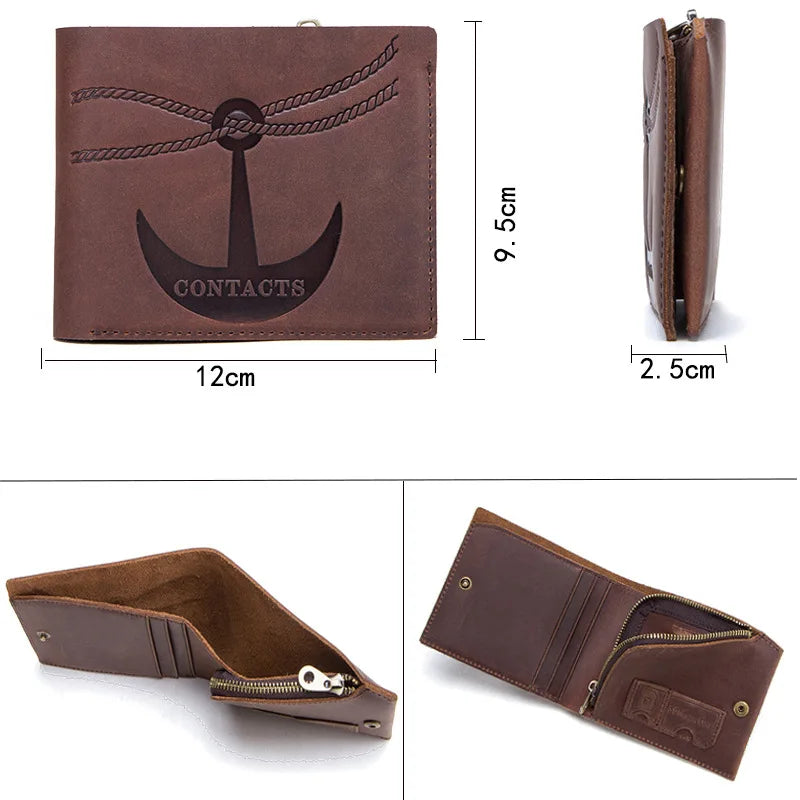Vintage Crazy Horse Leather Men's Wallet Lightweight Cow Leather Wallet
