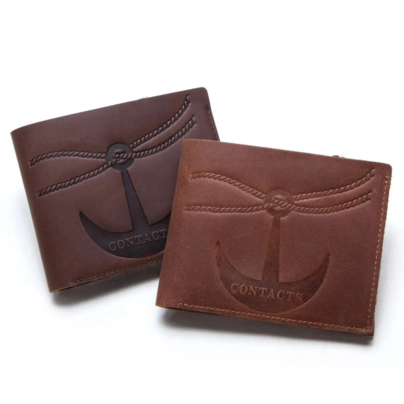 Vintage Crazy Horse Leather Men's Wallet Lightweight Cow Leather Wallet