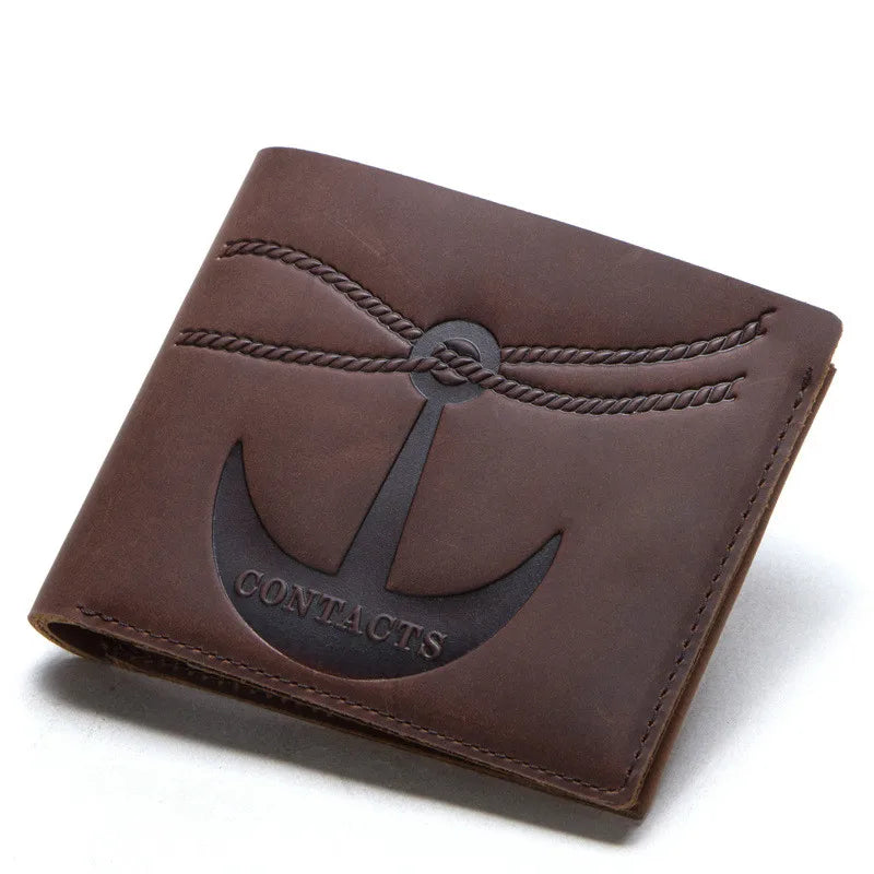 Vintage Crazy Horse Leather Men's Wallet Lightweight Cow Leather Wallet