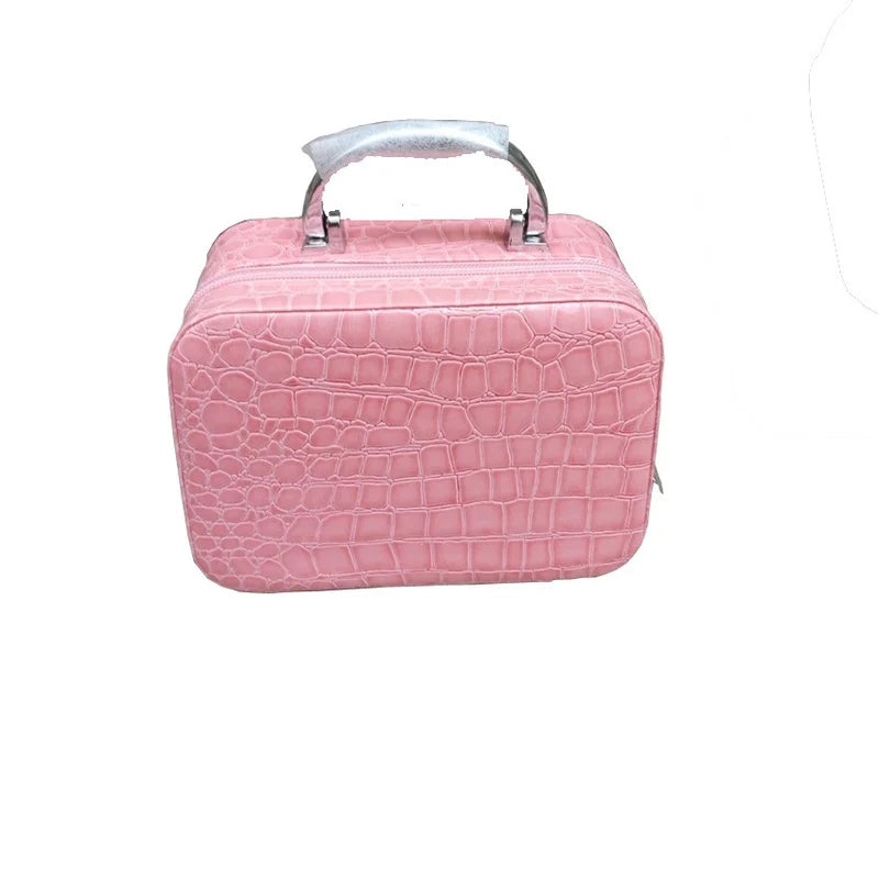 Women Beauticians Cosmetic Bags Travel Handbags PU Leather Organizer Makeup Bag