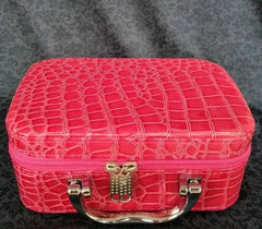 Women Beauticians Cosmetic Bags Travel Handbags PU Leather Organizer Makeup Bag